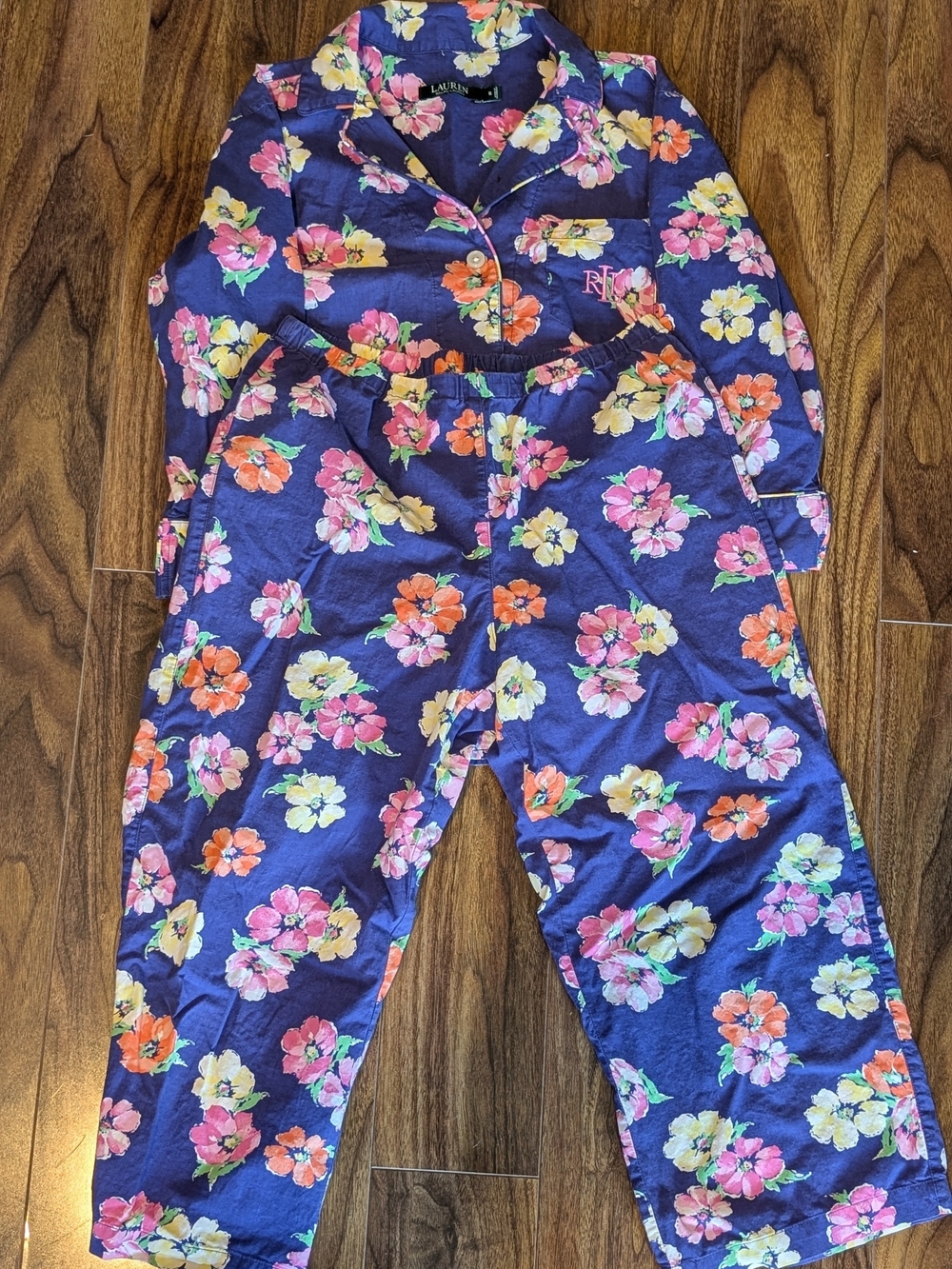 Lauren Ralph Lauren 100% Cotton Floral Pajama Pants & Top Set